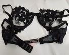 Victoria's Secret Very sexy Unlined Floral Embroidered Demi Bra 32D BLACK #41/223