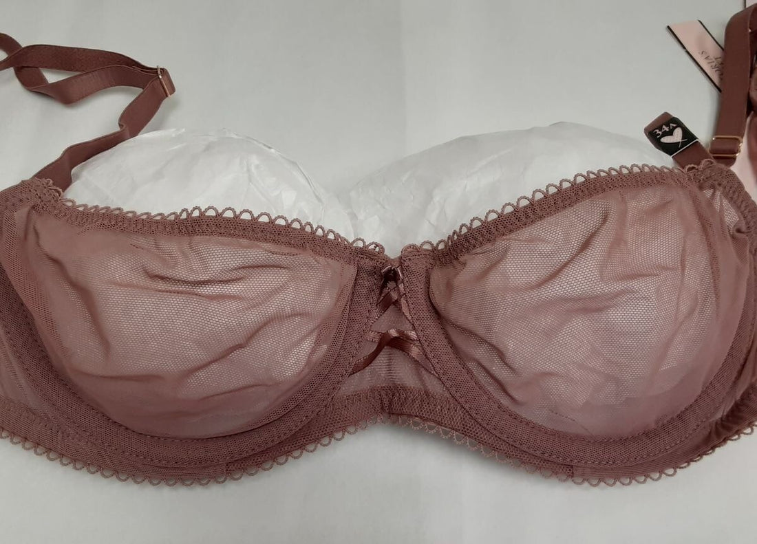Victoria's Secret DREAM ANGELS Mesh Unlined Balconette Bra 34A Mauve/Pink #38/220