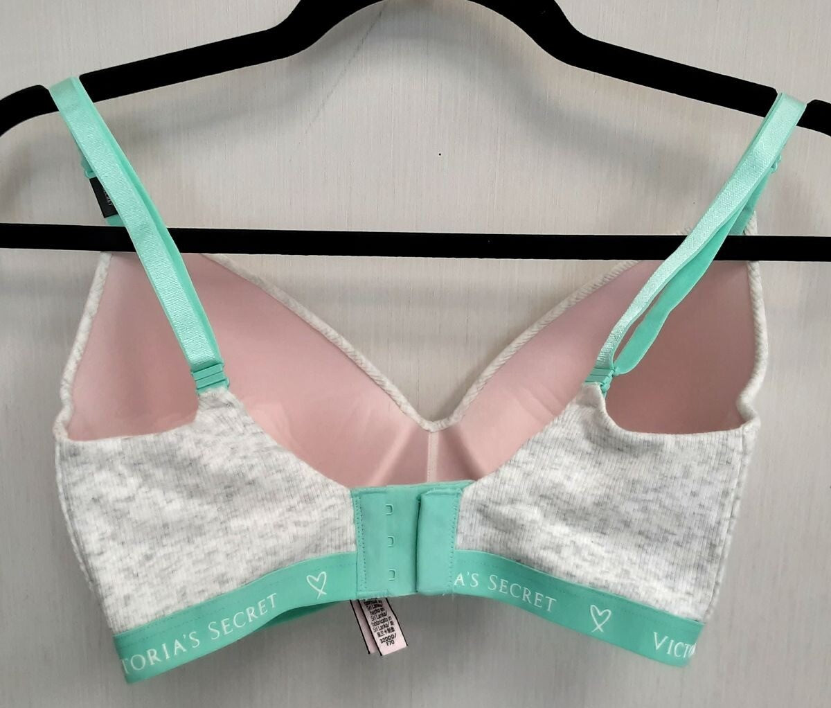 Victoria's Secret t-shirt Lightly Lined wireless soft Bra 32DDD Gray/Mint #28/221