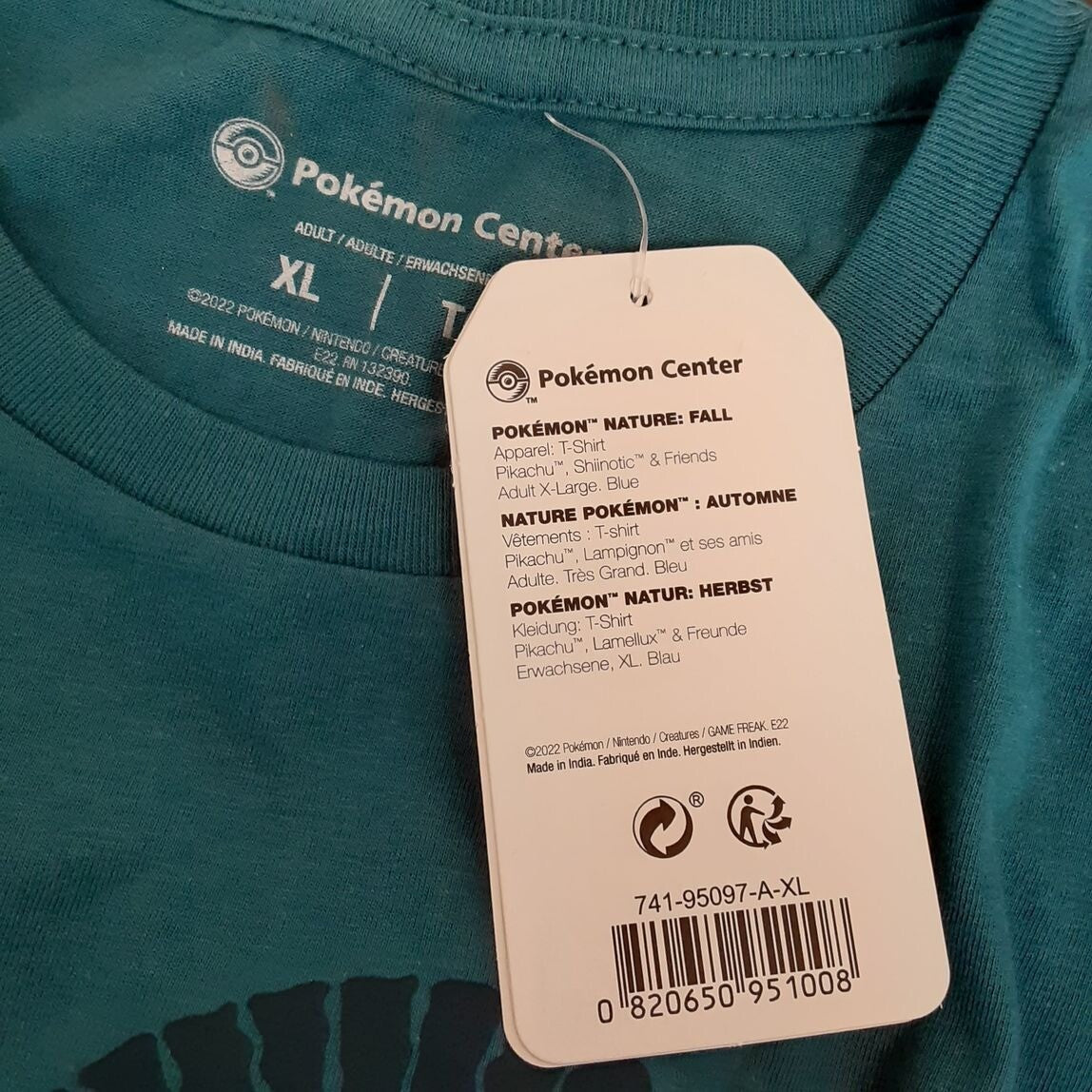 Pikachu Shiinotic Friends Pokemon Blue Relaxed Fit Crew Neck XL T-Shirt RG2/225