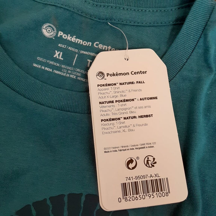 Pikachu Shiinotic Friends Pokemon Blue Relaxed Fit Crew Neck XL T-Shirt RG2/225