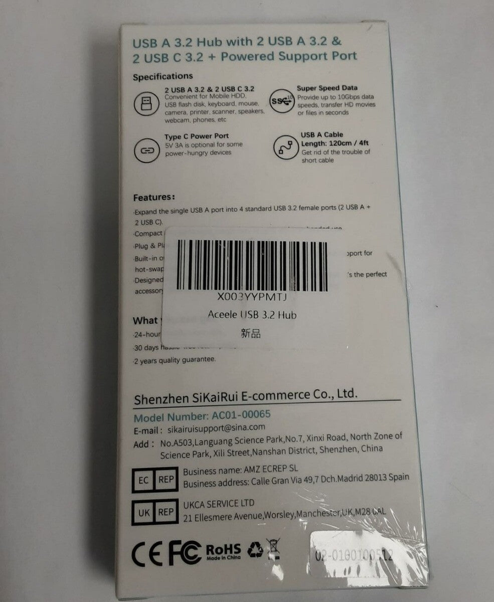 New Aceele (AC01-00065) 10Gbps USB C 3.2 Hub 5 in 1 RG3/224
