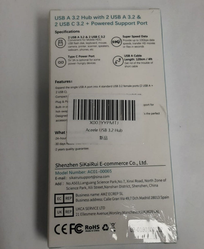New Aceele (AC01-00065) 10Gbps USB C 3.2 Hub 5 in 1 RG3/224