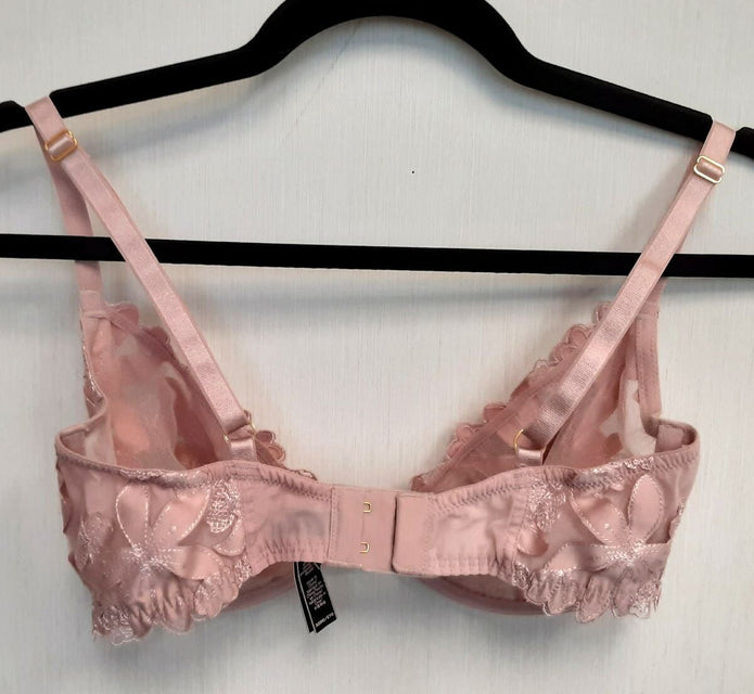 Victoria's Secret sexy Unlined plunge Floral Embroidered Bra 32DD #71/222