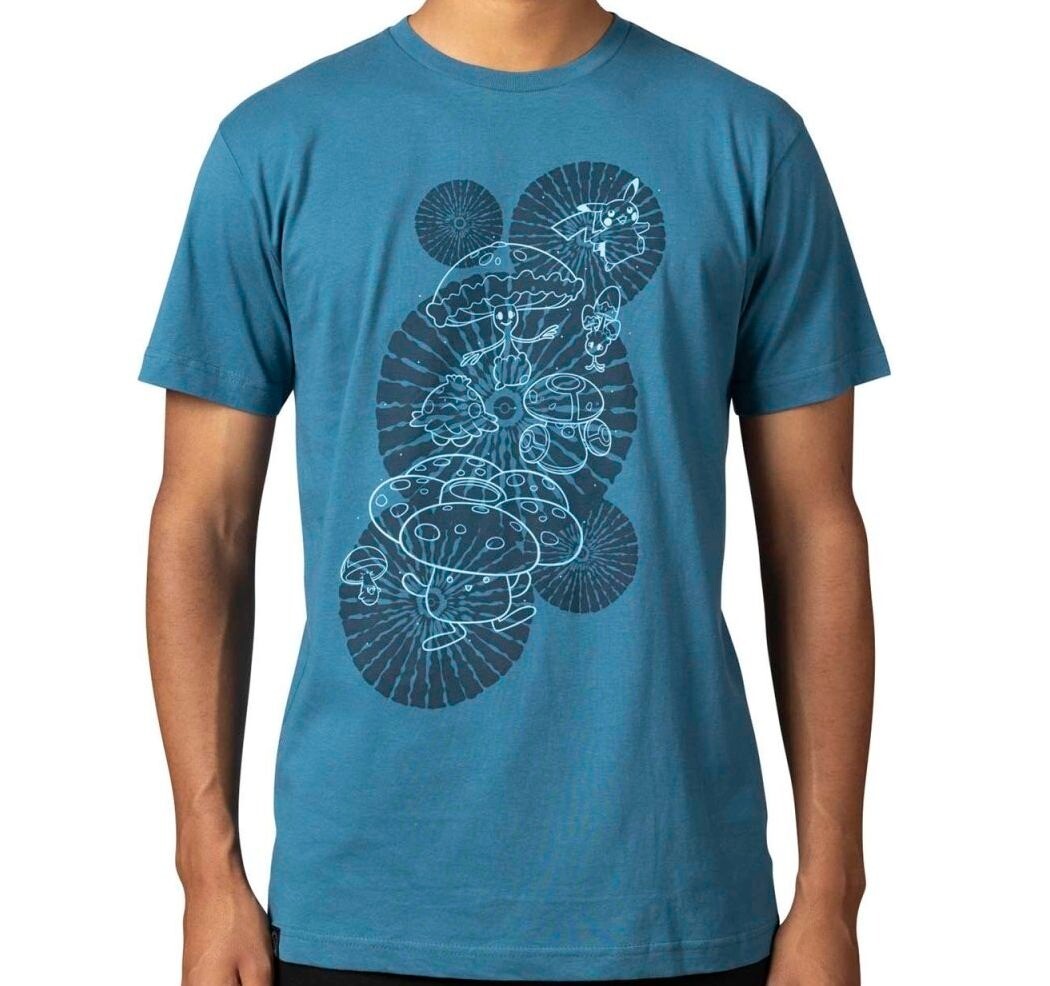 Pikachu Shiinotic Friends Pokemon Blue Relaxed Fit Crew Neck XL T-Shirt RG2/222