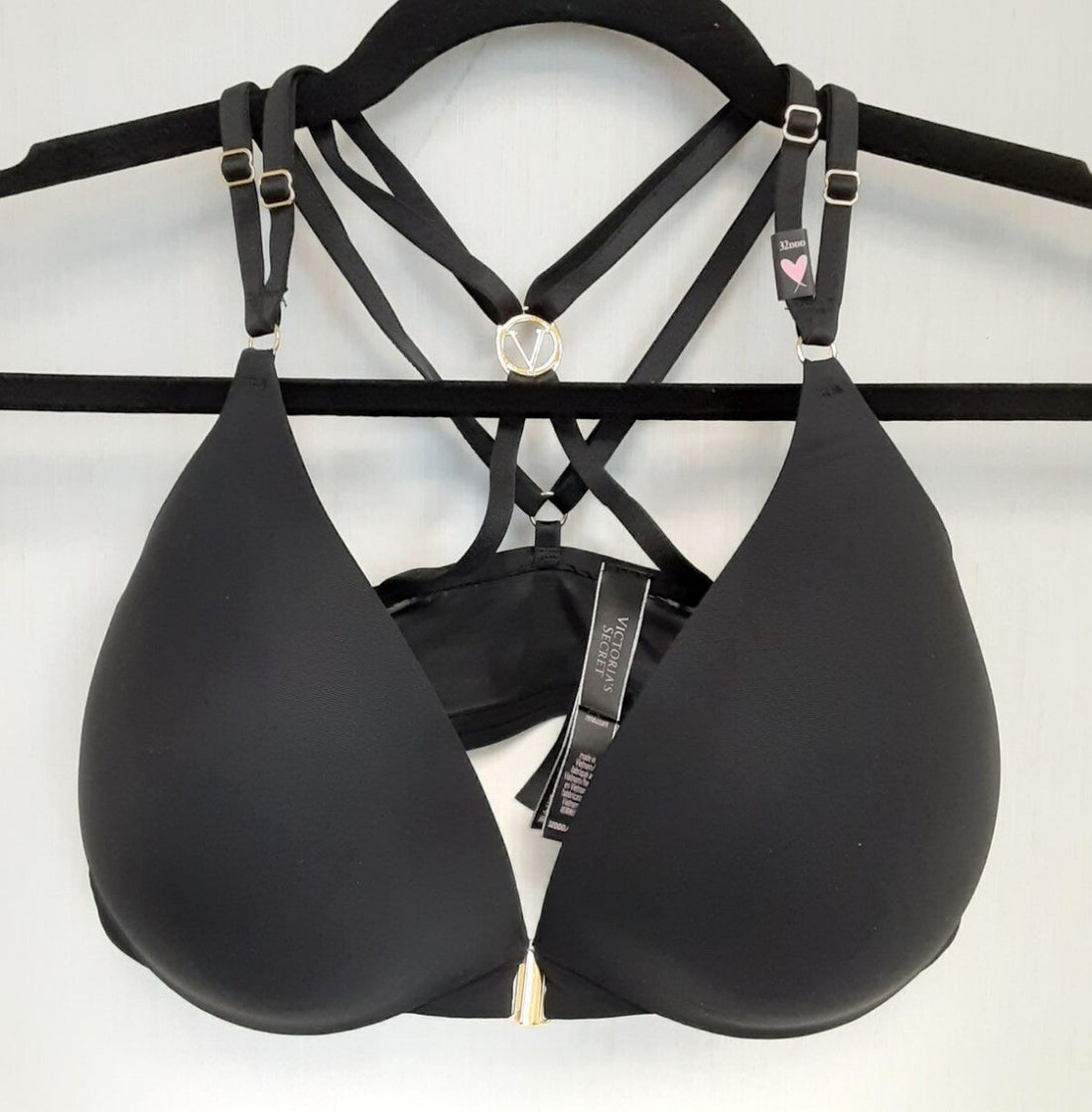 Victoria's Secret uplift plunge Push-up Bra Black /32DDD #88/220