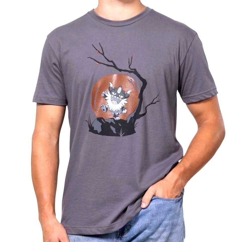 Pokemon Perrserker Moonrise Gray Fitted Crew Neck T-Shirt XL Adult RG16/220