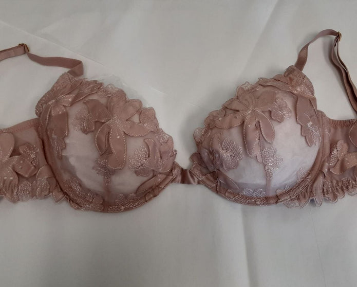 Victoria's Secret sexy Unlined plunge Floral Embroidered Bra 32DD #71/221