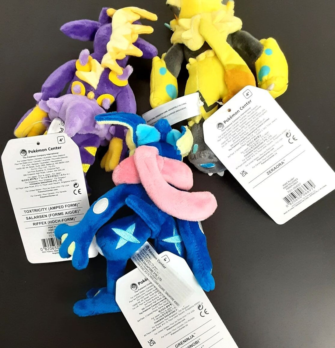 LOT of 3 Original Pokemon Center Zeraora + Greninja + Toxtricity Poké Plush DR70