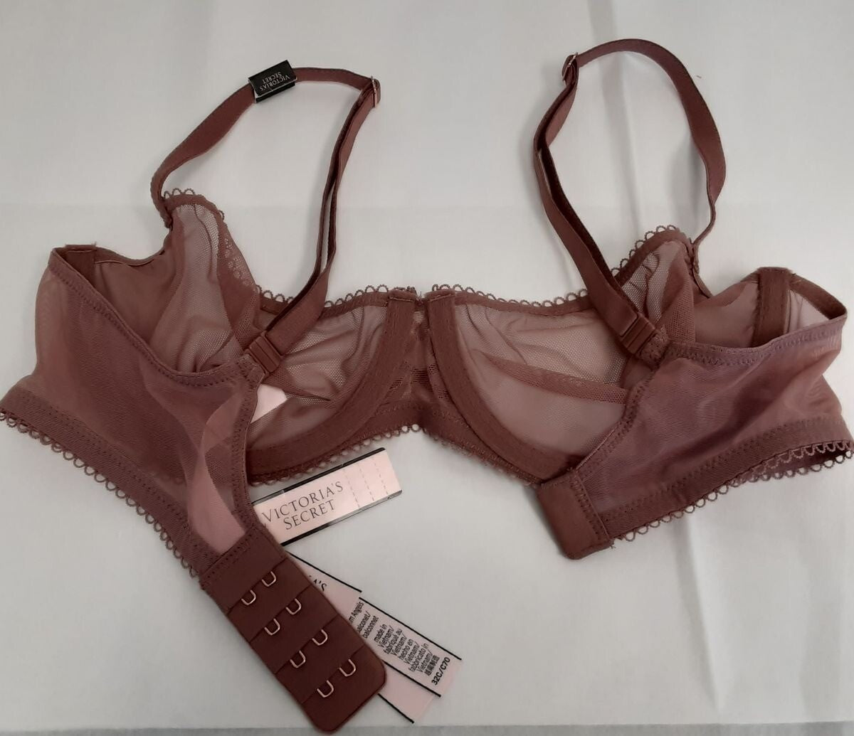 Victoria's Secret DREAM ANGELS Mesh Unlined Balconette Bra 32C Mauve/Pink #34/223