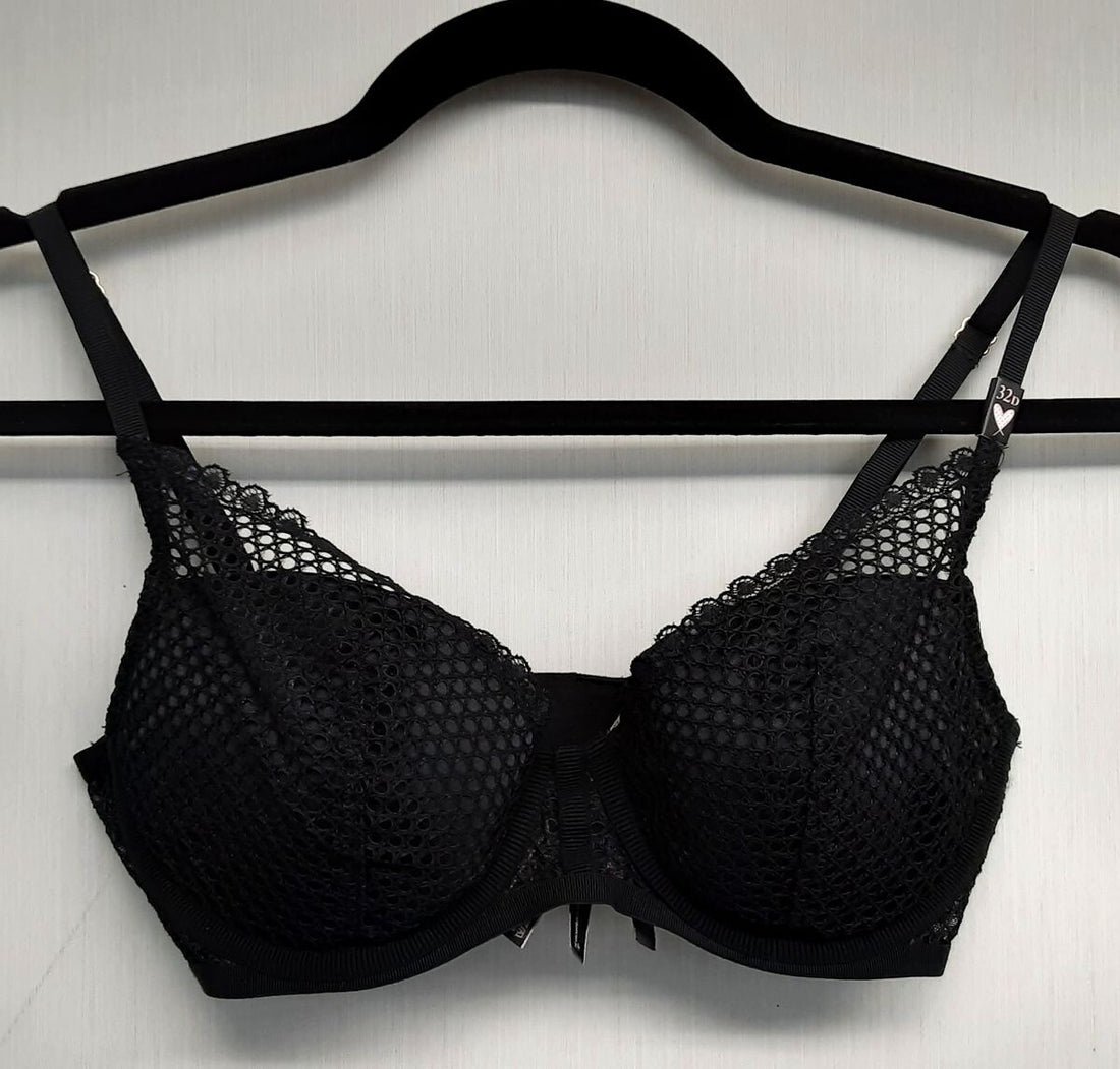 Victoria's Secret Fishnet Underwire Padded Push Up Bra Black (New /32D) #7/220