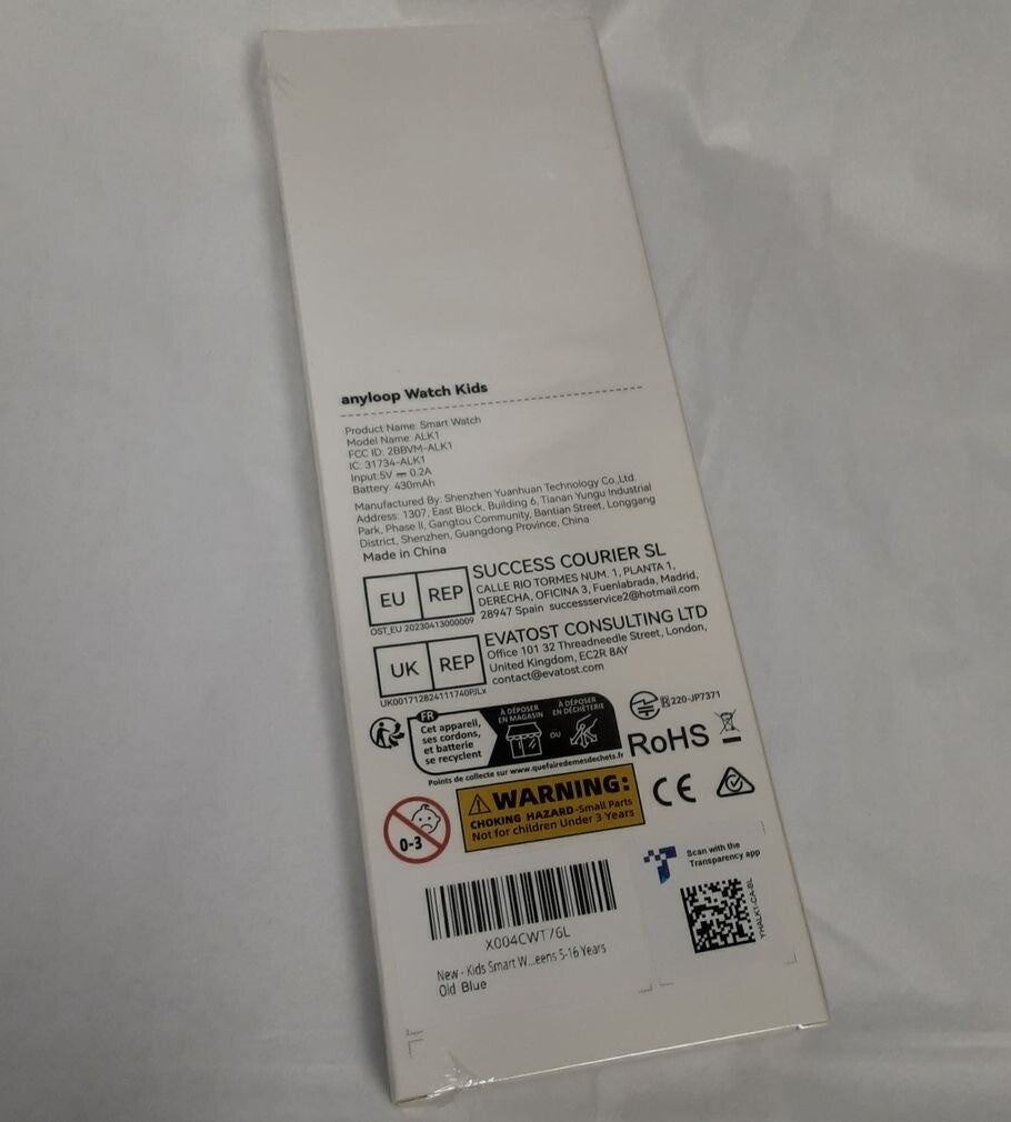 New anyloop smart watch ALK1 Activity Tracker kids 5+ Boys Girls Blue RG2/224