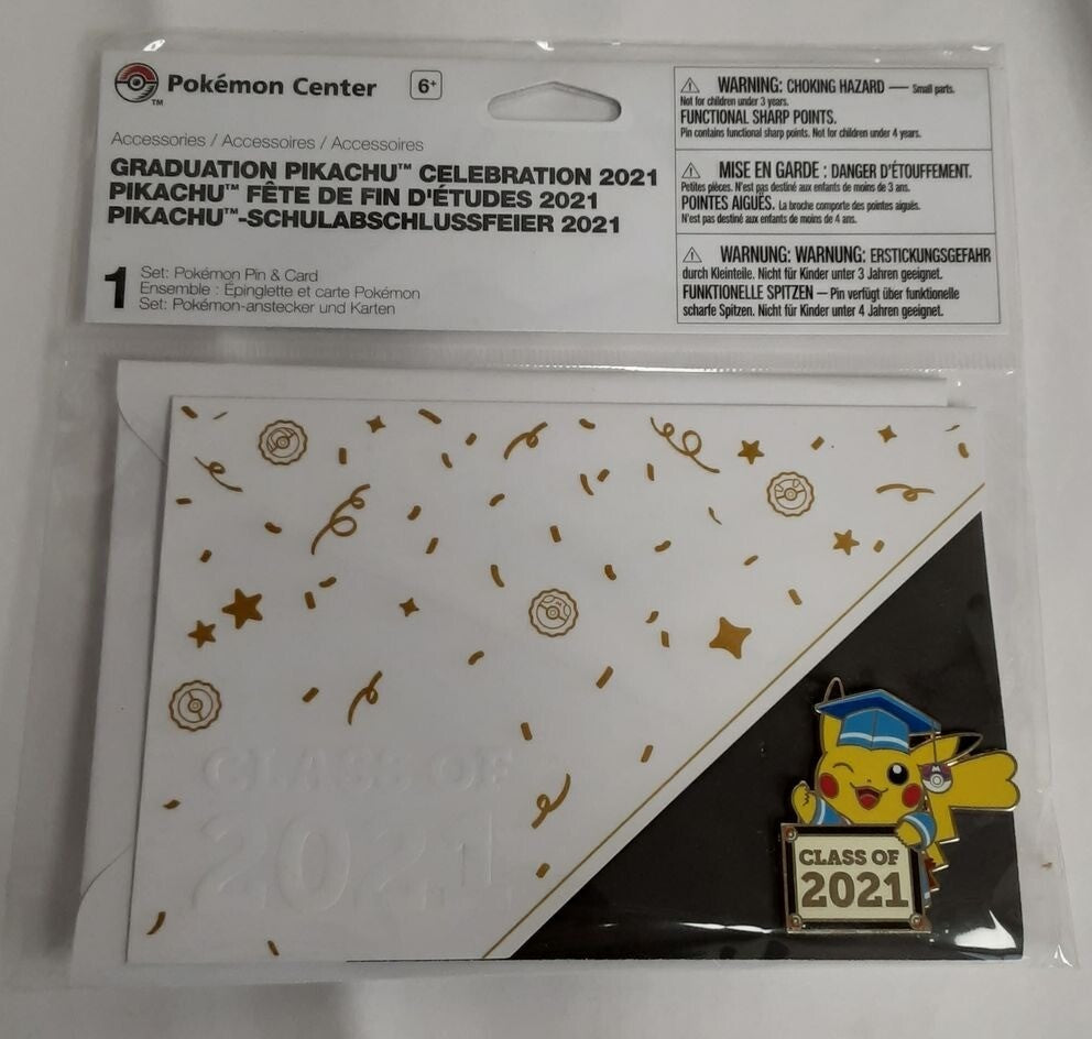 Pokemon Center Graduation Pikachu Celebration 2021 Pin & Card  RG12/220