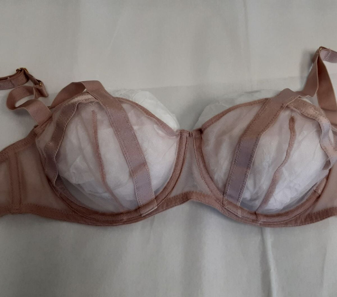 Victoria's Secret Unlined mesh balconette Sexy Strappy Cup Bra Blush 32D #22/220