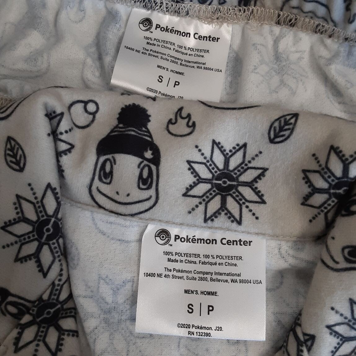 Pokemon Kanto First Partner Holiday Flannel Button-Up Pajama Set S Men RA21/226