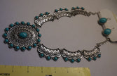 SET Western Indian Silver-tone Engraved filigree Necklaces Turquoise /Nof2
