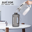 GEMFUL 2.2L/74oz Big Water Bottle with Handle & Time Markings BPA Free Leak Proof Half Gallon Plastic Sports Bottles Jug for Gym Hiking & Workouts Motivational (Grey)