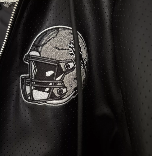 NEW Jeff Hamilton Solid Black Leather Lined Hooded Jacket - Lions NFL /CH218