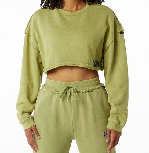 NEW Alphalete Heavyweight Washed Terry Crop Pullover Jade Green SIZE L /RG31/120