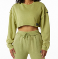 NEW Alphalete Heavyweight Washed Terry Crop Pullover Jade Green SIZE L /RG31/120