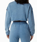 NEW Alphalete Heavyweight Washed Terry Crop Pullover   BLUE  SIZE XL/RG35/121