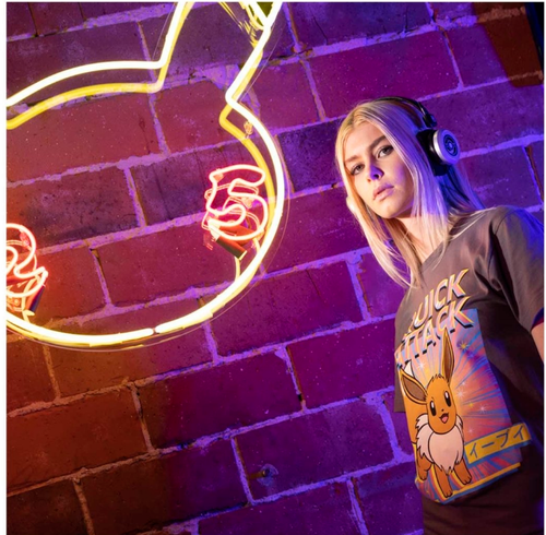 Eevee Pokémon Greatest Hits Gray Relaxed Fit Crew Neck T-Shirt - Adult M/CH29/122