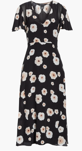 BNWT Club Monaco Zameeka Floral Print Silk Midi Dress  00 /N5/122