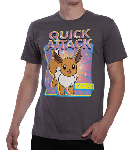 Eevee Pokémon Greatest Hits Gray Relaxed Fit Crew Neck T-Shirt - Adult M/CH29/120