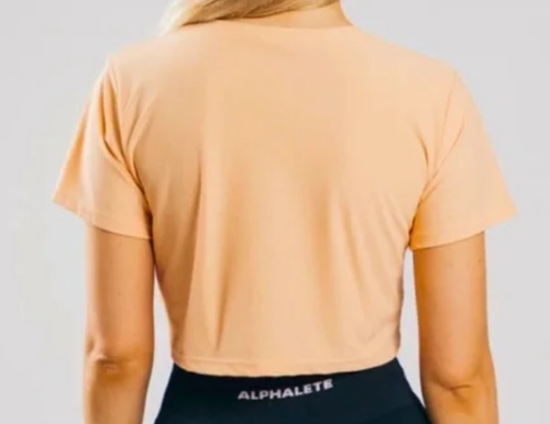 NEW ALPHALETE Signature Mesh Short Sleeve Crop Top - Cheeky Coral M /RG35/121
