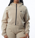 NEW Alphalete Women's ELMTS Crop Full-Zip Jacket – TAN -L /RG35/120