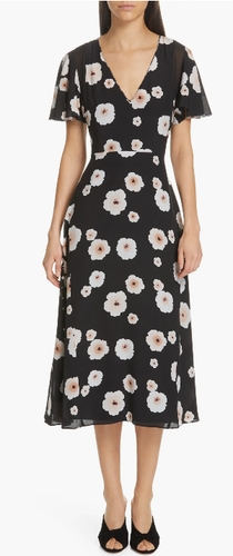 BNWT Club Monaco Zameeka Floral Print Silk Midi Dress  00 /N5/120