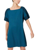 BNWT Club Monaco Blue Teal Square Neck Archmand Mini Dot Shift Dress Women/N5/120