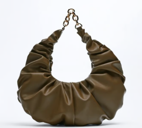 ZARA Half Moon Limited Edition Leather Shoulder Purse With Gold Chain /N3/120