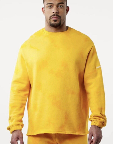 NEW Alphalete Men's Washed Raw-Cut Sweater Golden Sun SIZE M /RG50/120