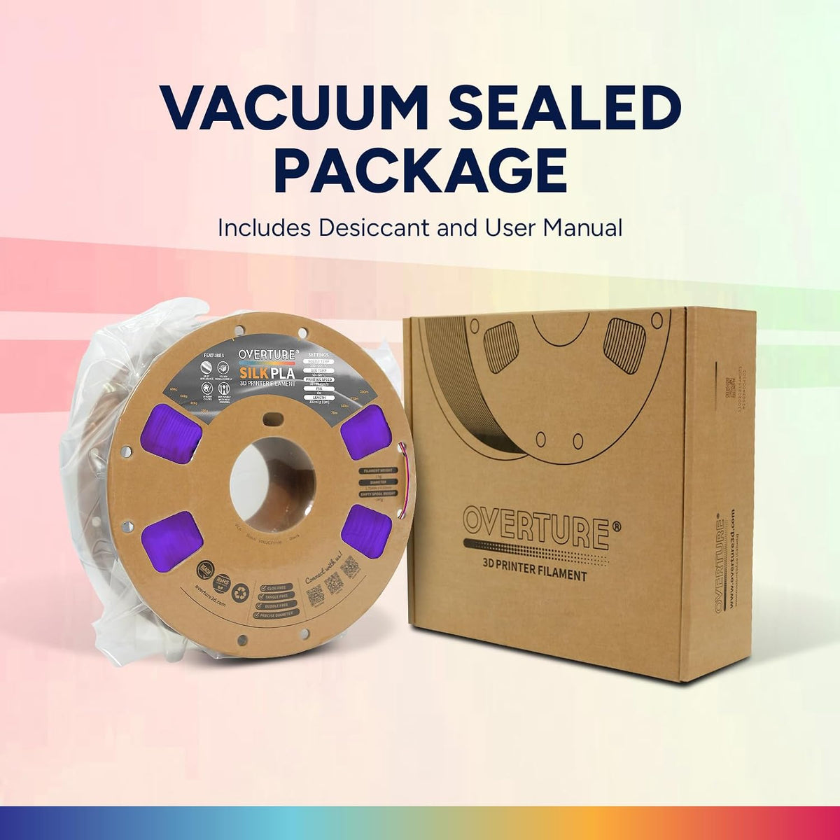 Case of 10 KG OVERTURE Silk PLA Dual Color Filament 1.75mm, Bi-Color 1kg Spool (2.2lbs) Box of 10 -Silk Purple-Gold