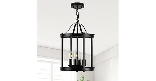 Farmhouse Pendant Light Fixtures, 4 Light Black Modern Pendant Lighting Adjustable