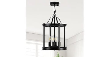 Farmhouse Pendant Light Fixtures, 4 Light Black Modern Pendant Lighting Adjustable