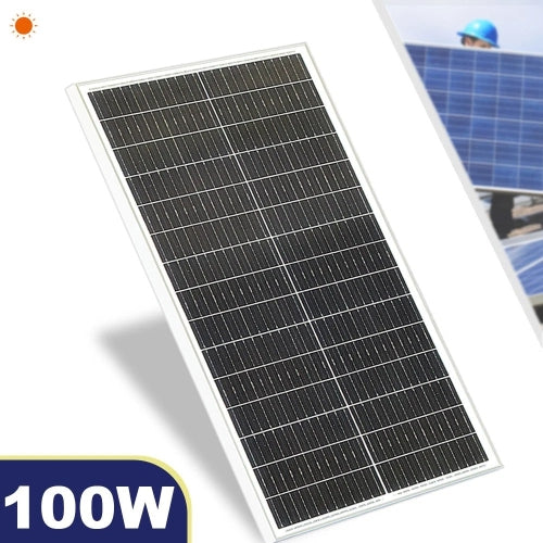 100 Watt Solar Panel Monocrystalline PV 12V Home Garden RV Off Grid Installation White 2pcs