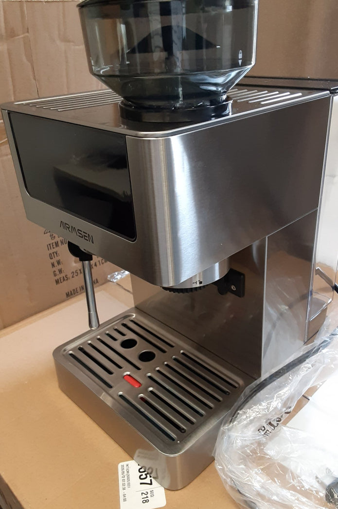 LIKE NEW/ DEMO AIRMSEN Espresso Machines BCM2316 with Burr Grinder, Stainless Steel Coffee Maker