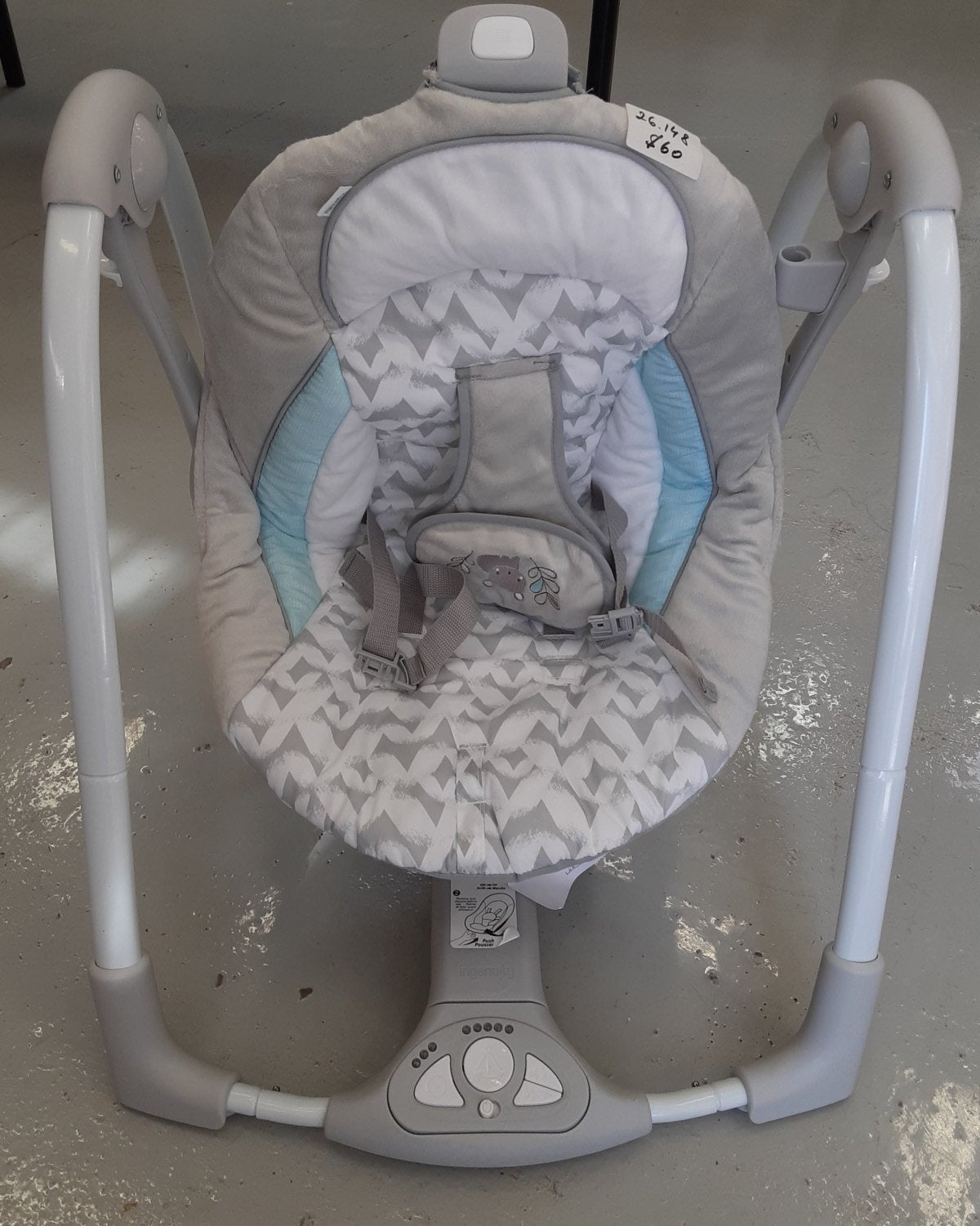 LIKE NEW Ingenuity ConvertMe 2-in-1 Compact Portable Automatic Baby Swing & Infant Seat, Battery-Powered Vibrations, Nature Sounds, 0-9 Months 6-20 lbs