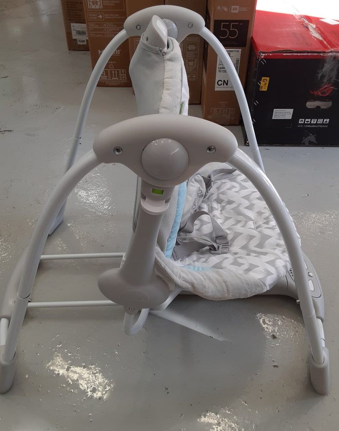 LIKE NEW Ingenuity ConvertMe 2-in-1 Compact Portable Automatic Baby Swing & Infant Seat, Battery-Powered Vibrations, Nature Sounds, 0-9 Months 6-20 lbs
