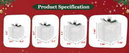 Stackable Lighted Christmas Boxes, 4Pcs Lighted Gift Boxes with Warm LED Lights
