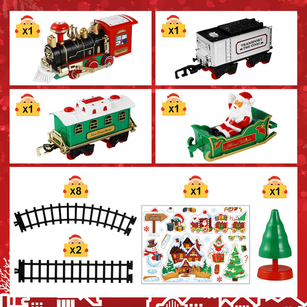 TOYANDONA Christmas Train Set Mini Model Train Toy with Sound and Light Battery Powered Kids Toy