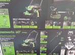 New Greenworks - 80V 21” Lawn Mower, 13” String Trimmer, and 730 Leaf Blower Combo with 4 Ah Battery & Charger) 3-piece combo - Green