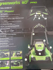 New Greenworks - 80V 21” Lawn Mower, 13” String Trimmer, and 730 Leaf Blower Combo with 4 Ah Battery & Charger) 3-piece combo - Green