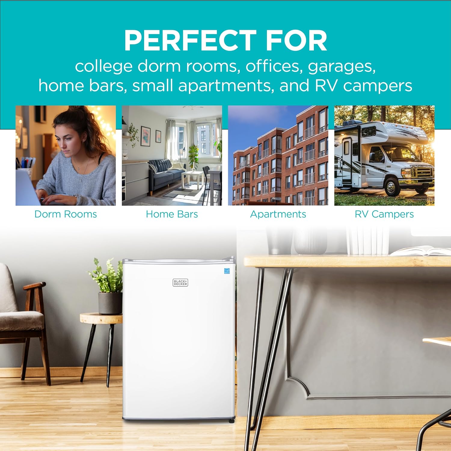 Black+Decker Compact Refrigerator Energy Star Single Door Mini Fridge with Freezer, 2.5 Cubic Ft.
