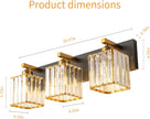 NEW FDPBY Modern Bathroom Vanity Light 3-Lights  Black Gold Crystal