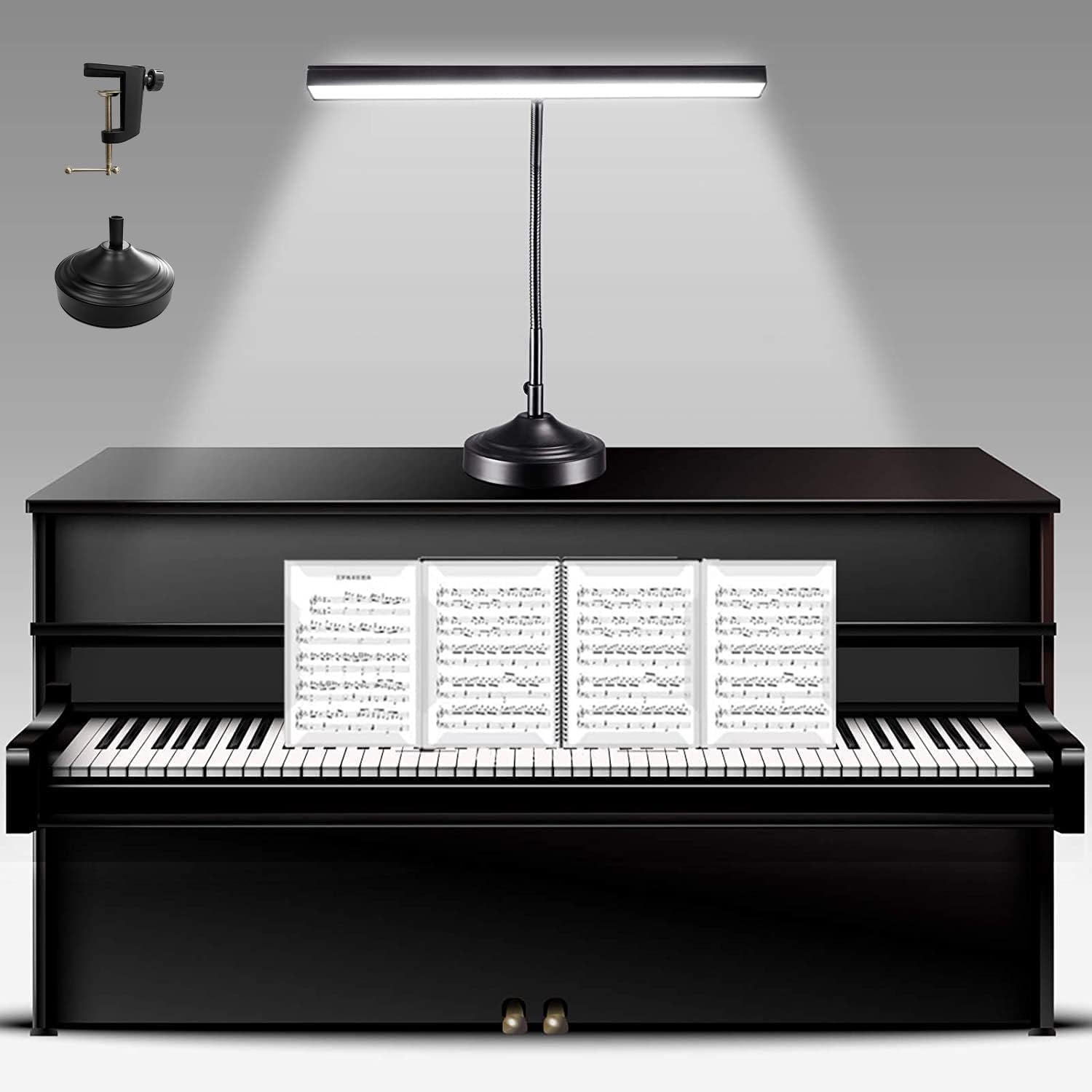 NovoLido Piano Desk Lamp, 2-in-1 LED Piano Light for Upright Digital Grand Piano