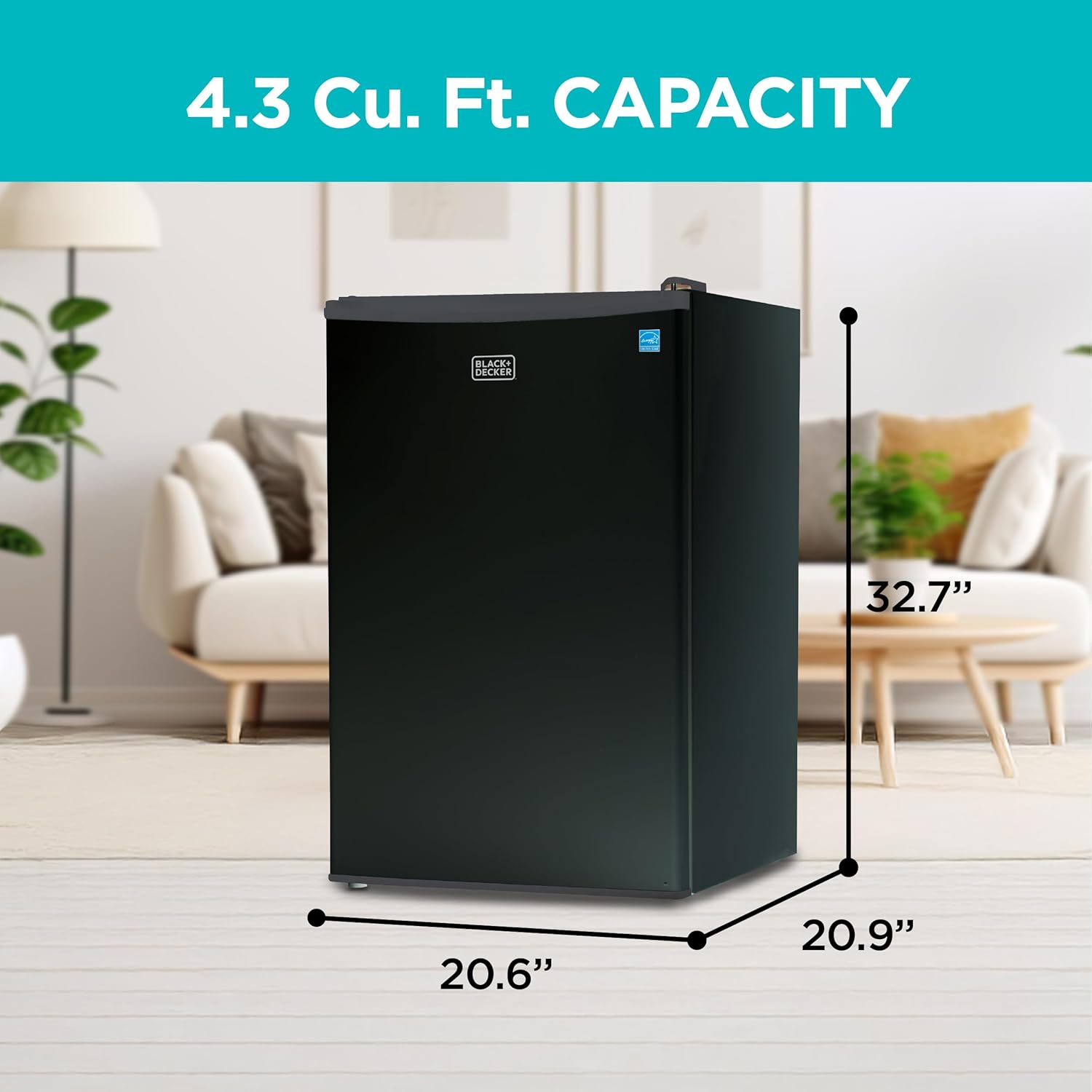 Black+Decker BCRK43 Compact Refrigerator Energy Star Single Door Mini Fridge with Freezer, 4.3 Cubic Ft