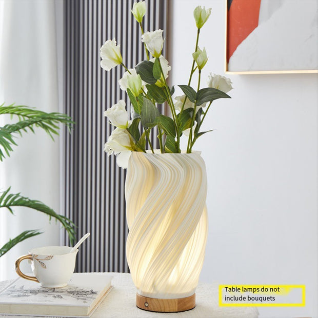Bedside Vintage Striped Small Corded Night Light Lamp for Nightstand